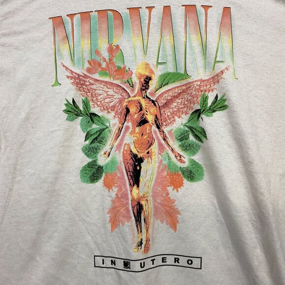Nirvana In Eutero Beige Graphic T-Shirt Size Medium - Picture 2 of 5